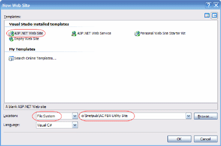 Figure 2 – Visual Studio 2005 New Web Site dialog Figure 2 – Visual Studio 2005 New Web Site dialog
