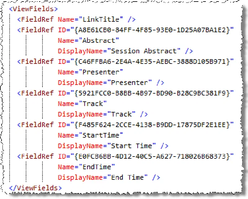 List Schema - View Fields List Schema - View Fields