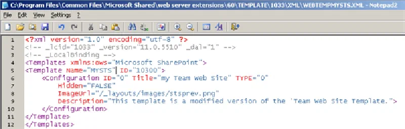 Figure 2: WEBTEMPMYSTS.XML Figure 2: WEBTEMPMYSTS.XML