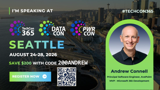 Join me - TechCon365 - Seattle, August 2026 for Microsoft 365 Copilot & AI Dev Join me - TechCon365 - Seattle, August 2026 for Microsoft 365 Copilot & AI Dev