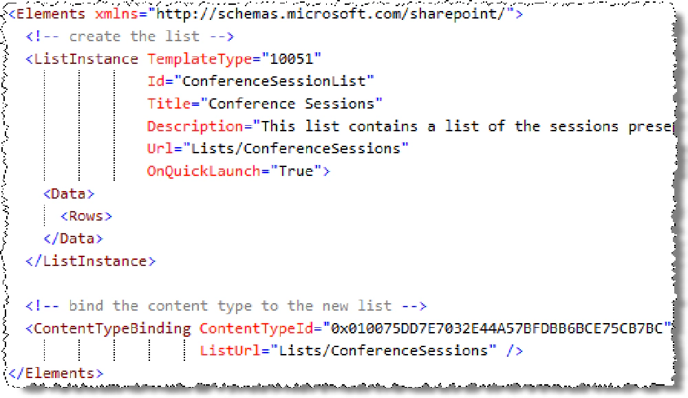 List Instance XML