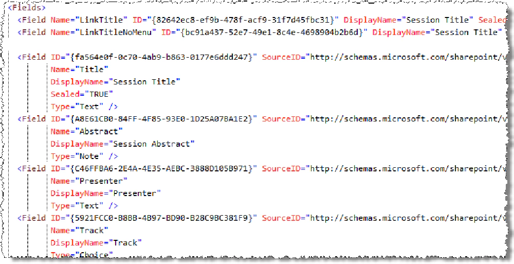 List Schema - Fields