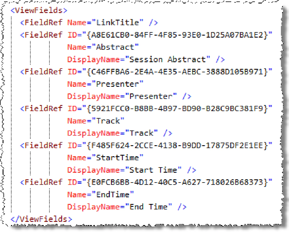 List Schema - View Fields