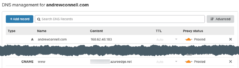 Cloudflare DNS settings