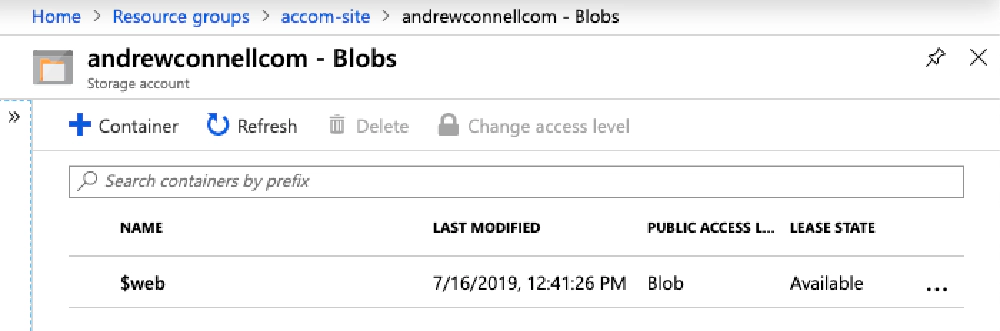 Azure Storage Blob Static websites