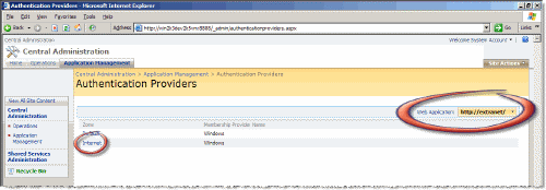 Figure 6 – Authentication Providers page