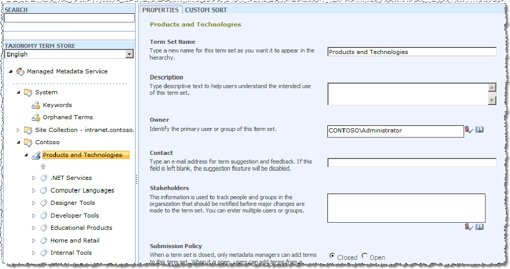 Managed metadata service