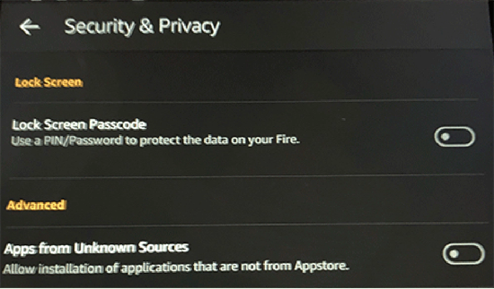 Kindle: enable Apps from Unknown Sources