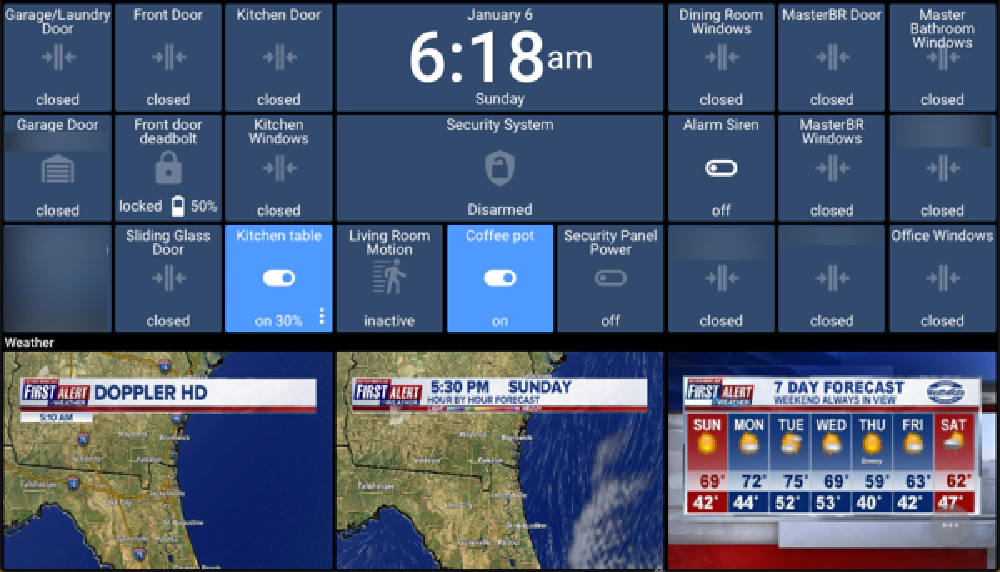 Smart Home Monitor with Action Tiles