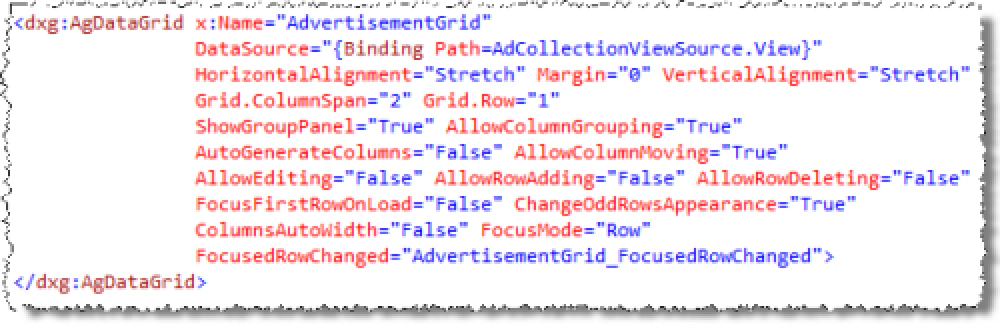 Data grid XAML