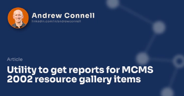 Utility to get reports for MCMS 2002 resource gallery items