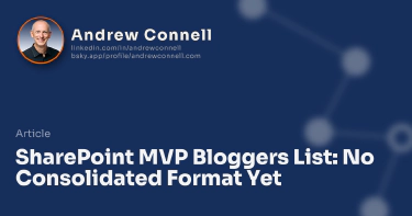 SharePoint MVP Bloggers List: No Consolidated Format Yet