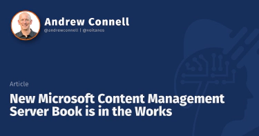 New Microsoft Content Management Server Book is in the Works