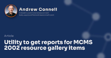 Utility to get reports for MCMS 2002 resource gallery items