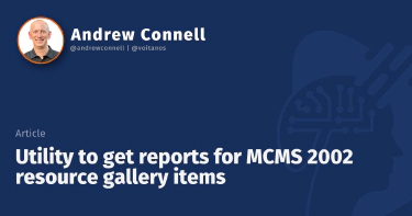 Utility to get reports for MCMS 2002 resource gallery items