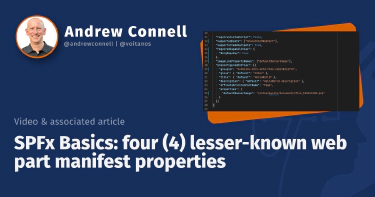 SPFx Basics: four (4) lesser-known web part manifest properties