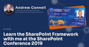 Learn the SharePoint Framework with me at the SharePoint Conference 2019